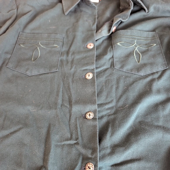 Dark Green Button-Up Roper Shirt - Picture 2 of 5
